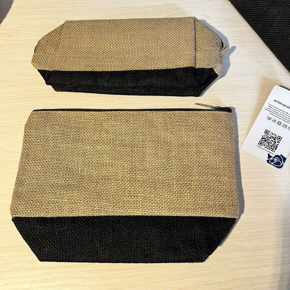 YOOLIFE Initialed “L" Embroidery Jute Tote Makeup Bag Monogram Vacation Resort - Picture 8 of 12